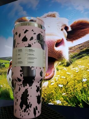 Stanley Pink Cow Print Insulated Tumbler